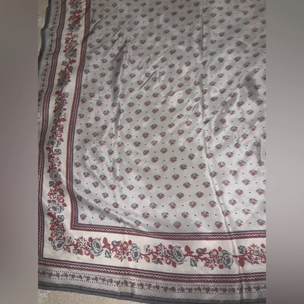 Cacharel vintage silk floral cream printed scarf rare paris designer luxury